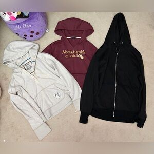 3 Pairs of Hoodies - Abercrombie & Fitch Maroon , A&E Black, Black Hoodie
